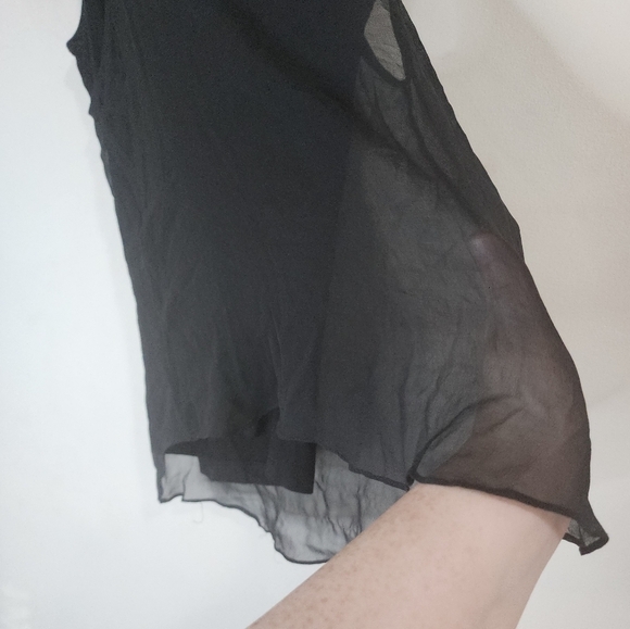Drew Silk Overlay Black Sleeveless Layered Women XS Casual Basic Flowy Tank Top - Picture 5 of 8